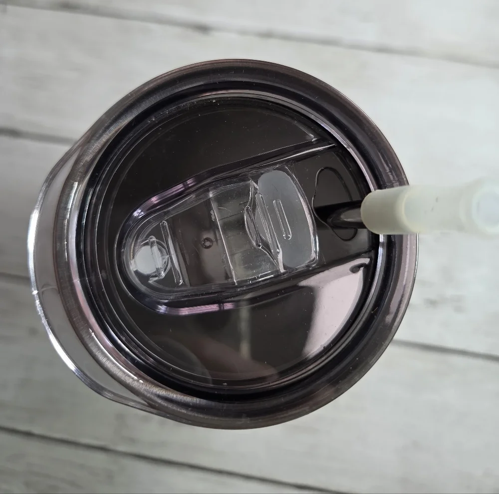 Insulated Rose Gold Floral Tumbler with Straw